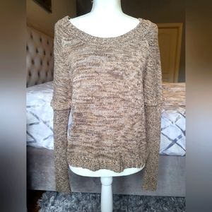 Splendid - Off the shoulder brown pullover knit sweater